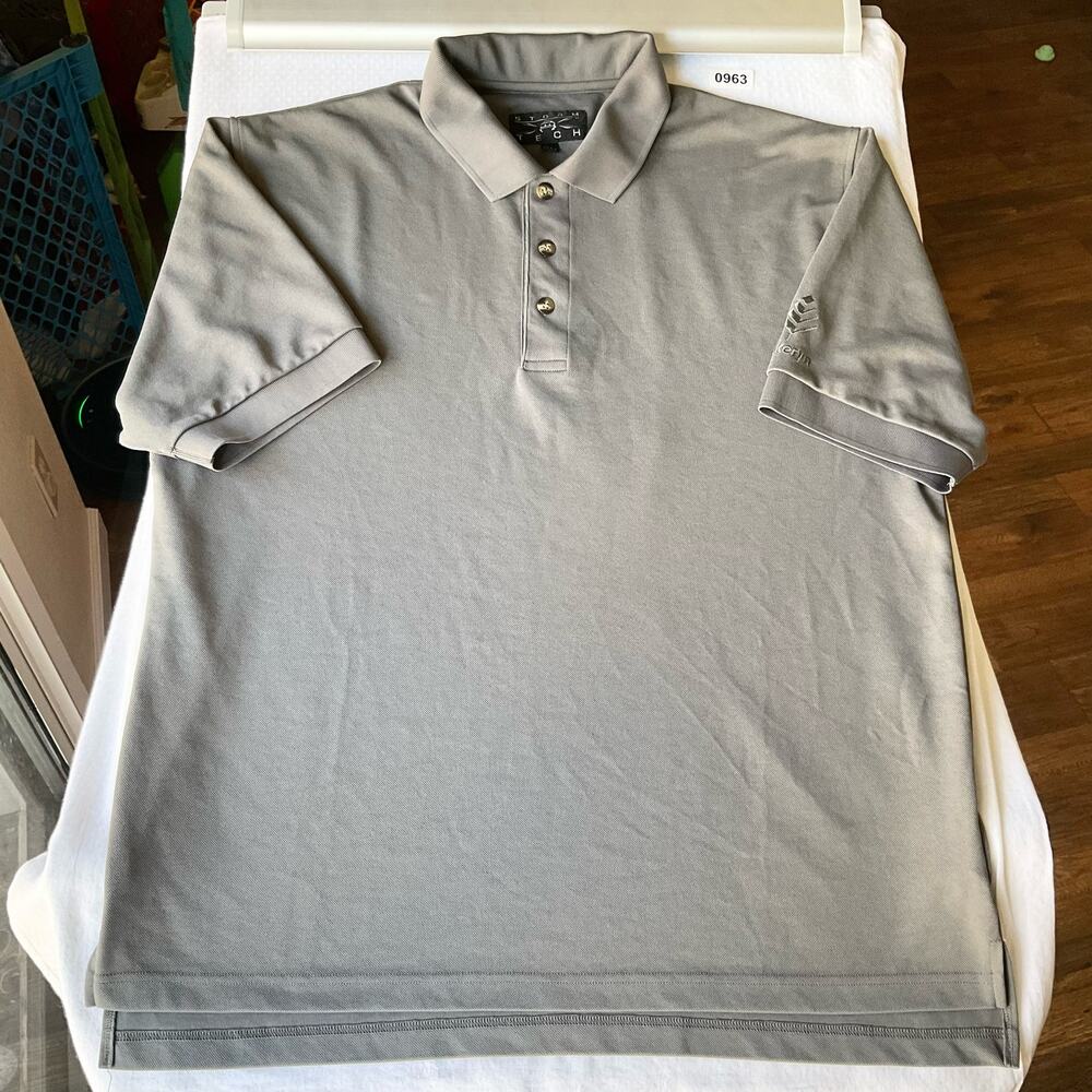 Storm Tech Men’s Short Sleeve Polo Shirt Size XL / 16, Solid Gray,Thick Material